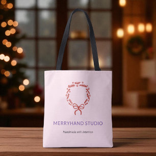 Bolso De Tela Navidades de guirnaldas con la mano rosada caprich