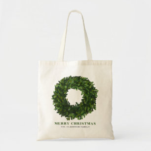 Bolso De Tela Navidades de guirnaldas de Boxwood pintadas a mano