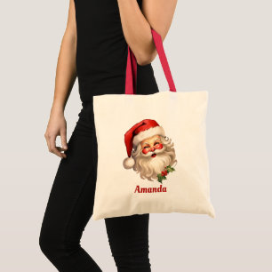 Bolso De Tela Navidades de Holly Jolly Santa Claus Retro