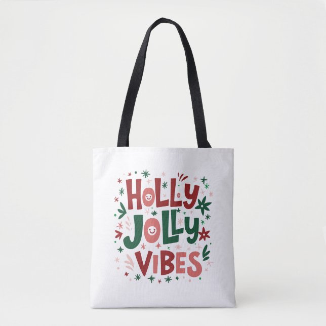 Bolso De Tela Navidades de Holly Jolly Vibes (Anverso)