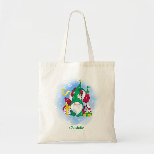 Bolso De Tela Navidades de invierno dan nombre personalizado a G (Frente)