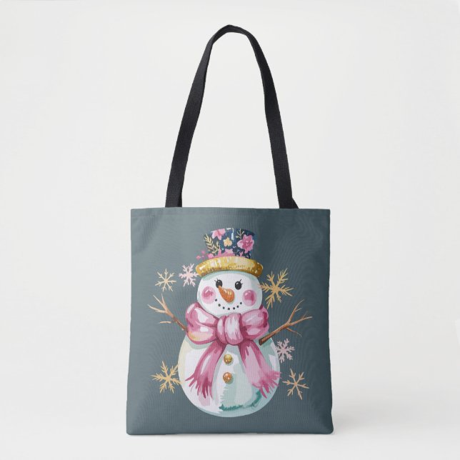 Bolso De Tela Navidades de invierno de Girly Snowman (Anverso)