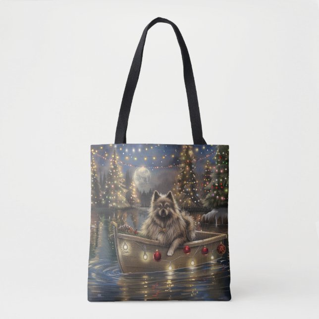 Bolso De Tela Navidades de Keeshond Voyage festivo (Anverso)