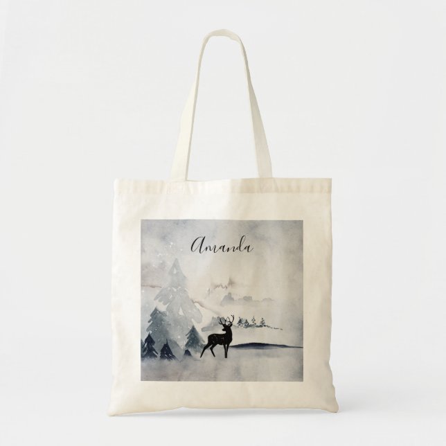 Bolso De Tela Navidades de la acuarela gris y salvaje (Frente)