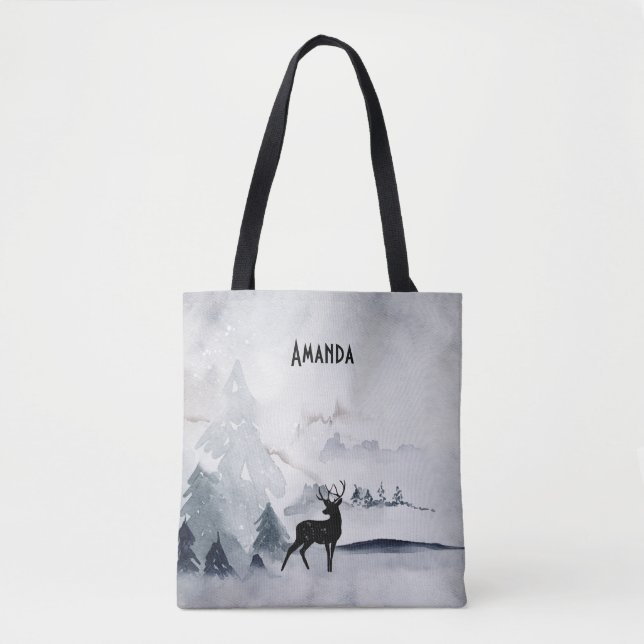 Bolso De Tela Navidades de la acuarela gris y salvaje (Anverso)