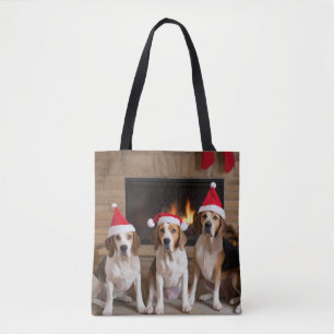 Bolso De Tela Navidades de la chimenea de Foxhound inglesa