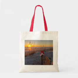 Bolso De Tela Navidades de la escena de la playa