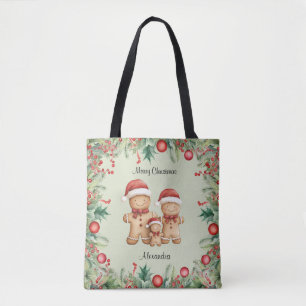 Bolso De Tela Navidades de la familia Cute Gingerbread Cookie