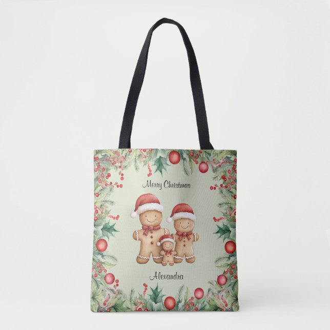 Bolso De Tela Navidades de la familia Cute Gingerbread Cookie (Anverso)