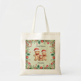 Bolso De Tela Navidades de la familia Cute Gingerbread Cookie