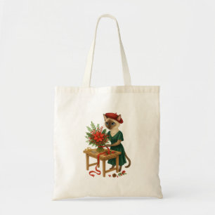Bolso De Tela Navidades de la floristería del gato organizan flo
