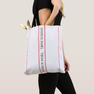 Bolso De Tela Navidades de la franja roja Joyeux Noël