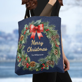Bolso De Tela Navidades de la Marina Azul festividad corean Pers