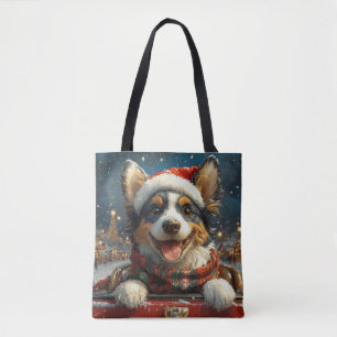 Bolso De Tela Navidades de la Pascua de Ruedas de Perro Azul Hee