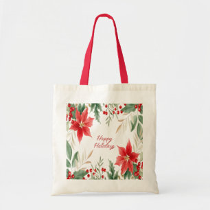 Bolso De Tela Navidades de la Poinsettia Roja Holiday Tote Bag