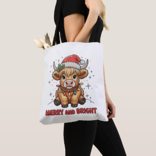 Bolso De Tela Navidades de la vaca bebé maleza y maleza