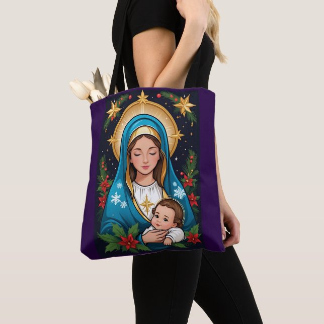 Bolso De Tela Navidades de la Virgen María Católica (Detalle)