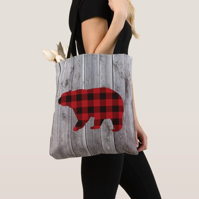 Bolso De Tela navidades de madera de grano rústico oso de chile  (Detalle)