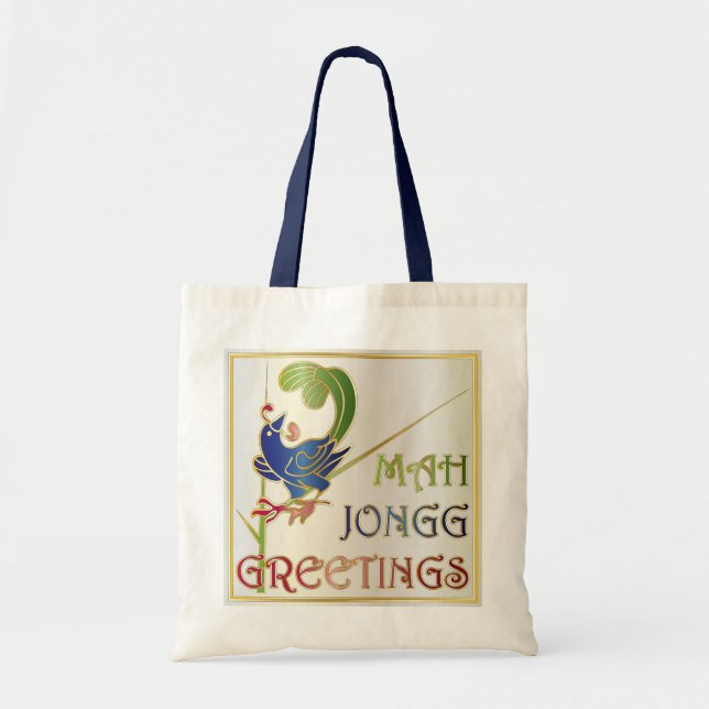 Bolso De Tela Navidades de Mah Jongg Tote de One Bam (Frente)