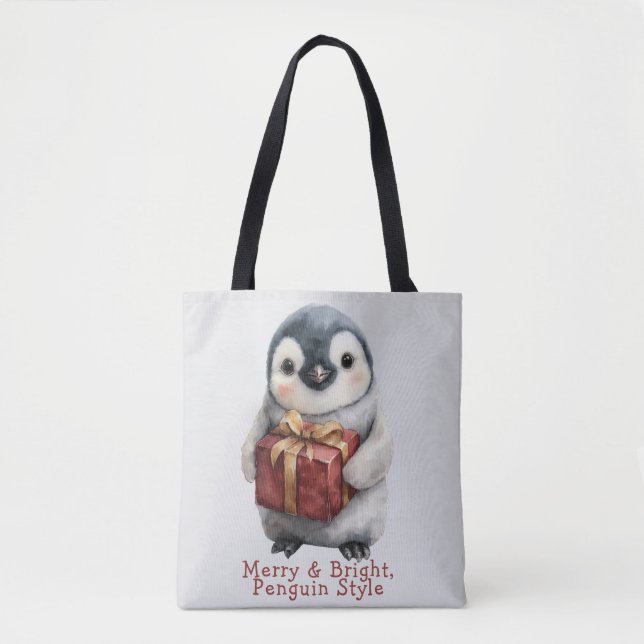 Bolso De Tela Navidades de Merry & Bright Penguin (Anverso)