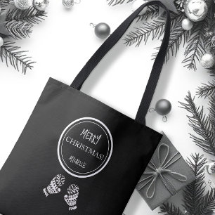 Bolso De Tela Navidades de moda Personalizados en blanco y negro