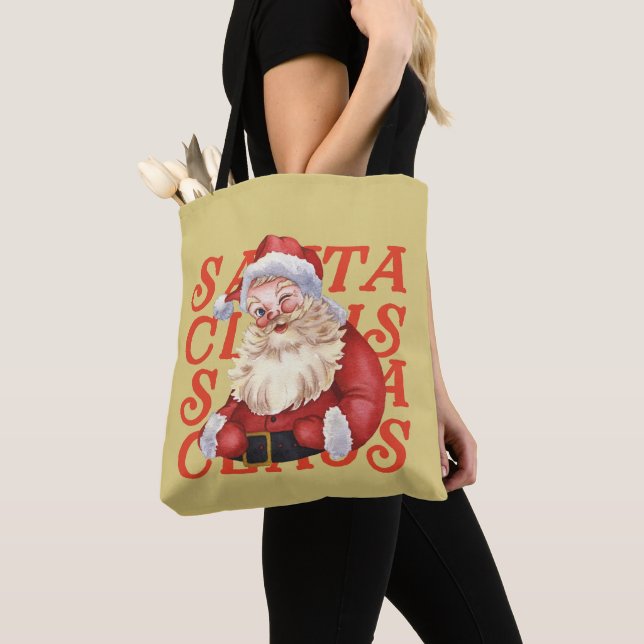 Bolso De Tela Navidades de mostaza roja de Santa Claus tradicion (Detalle)