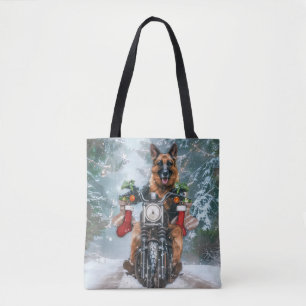 Bolso De Tela Navidades de motocicleta de Pastor Alemán
