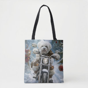 Bolso De Tela Navidades de motocicletas Coton De Tulear