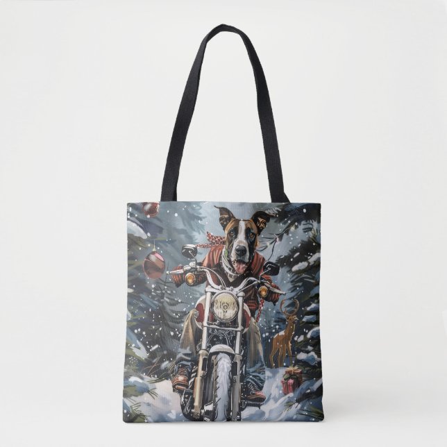 Bolso De Tela Navidades de motocicletas Great Dane Dog Riding (Anverso)