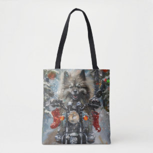 Bolso De Tela Navidades de motocicletas Keeshond Dog Riding