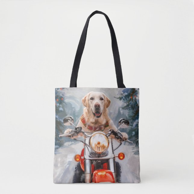 Bolso De Tela Navidades de motociclismo de perros de Labrador (Anverso)