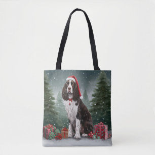Bolso De Tela Navidades de nieve de Springer Spaniel Dog