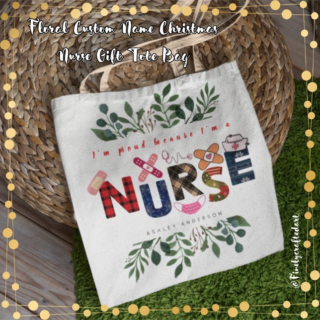 Bolso De Tela Navidades de nombres personalizados florales regal (Subido por el creador)