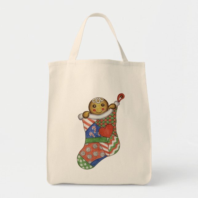Bolso De Tela Navidades de pan de jengibre Stocking Bag (Frente)