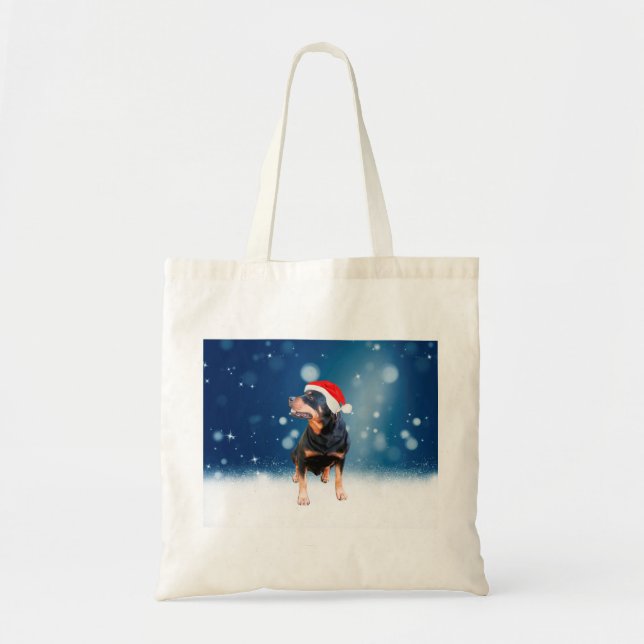 Bolso De Tela Navidades de perro de Cute Rottweiler (Frente)