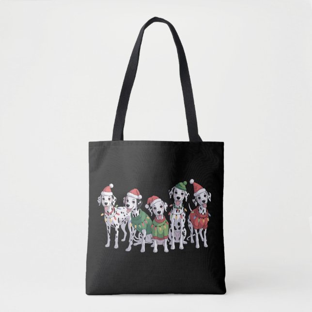 Bolso De Tela Navidades de perro de Dalmacia adoran a mamá de pe (Anverso)