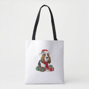 Bolso De Tela Navidades de perro de Hound Basset Traje a Santa H