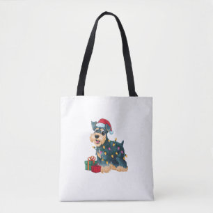 Bolso De Tela Navidades de perro de Santa Giant Schnauzer ilumin