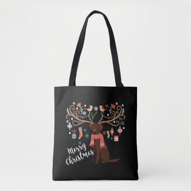 Bolso De Tela Navidades de perro recuperadores de chocolate (Anverso)