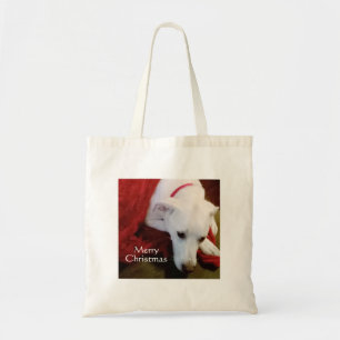 Bolso De Tela Navidades de perros con pipa blanca y nevada rojos