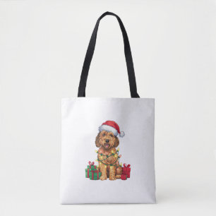 Bolso De Tela Navidades de perros de Santa Hat Labradoodle