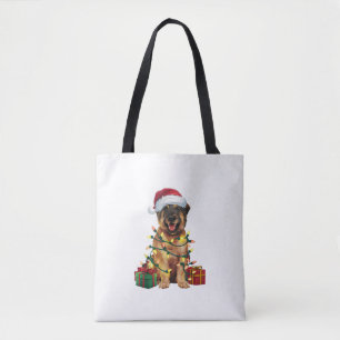 Bolso De Tela Navidades de perros de Santa Hat Leonberger _