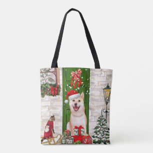Bolso De Tela Navidades de Perros de Shiba Inu