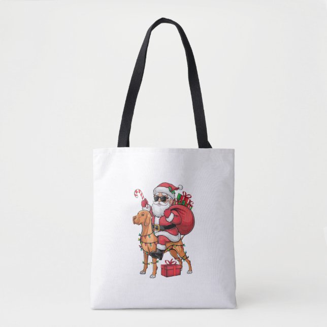 Bolso De Tela Navidades de perros de Vizsla iluminando Santa Rid (Anverso)