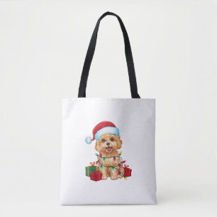 Bolso De Tela Navidades de perros maltipoo de Santa Hat