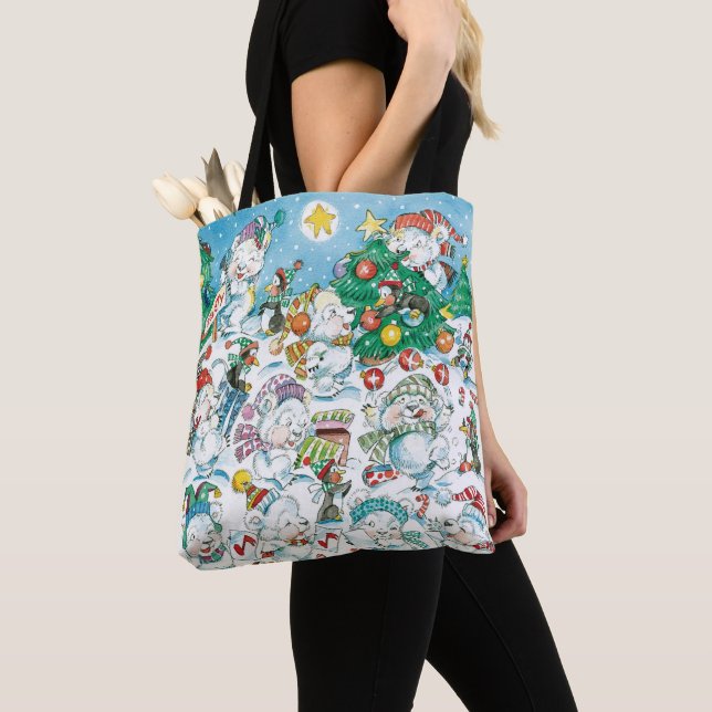 Bolso De Tela Navidades de Personalizado lindo Fiesta de oso pol (Detalle)