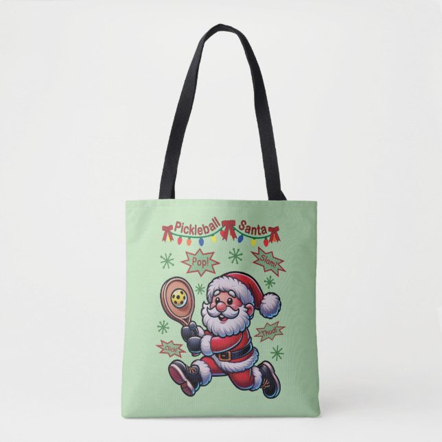 Bolso De Tela Navidades de Pickleball Santa Claus (Anverso)