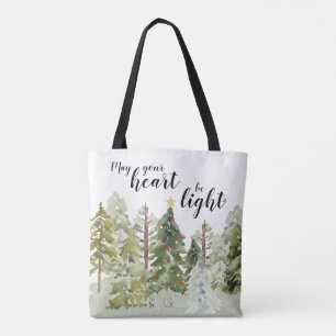 Bolso De Tela Navidades de pinos de selva de color verde ruso