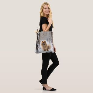 Bolso De Tela Navidades de Pomeranian Let It Snow