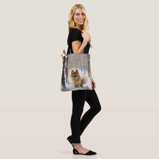 Bolso De Tela Navidades de Pomeranian Let It Snow (Puesto)
